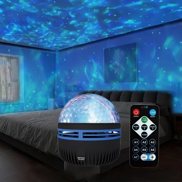 Rumdout 2 i 1 Nordlys og Havbølgeprojektor, 14 Lyseffekter for Soverom, Fest, Nordlys Havbølge Proje