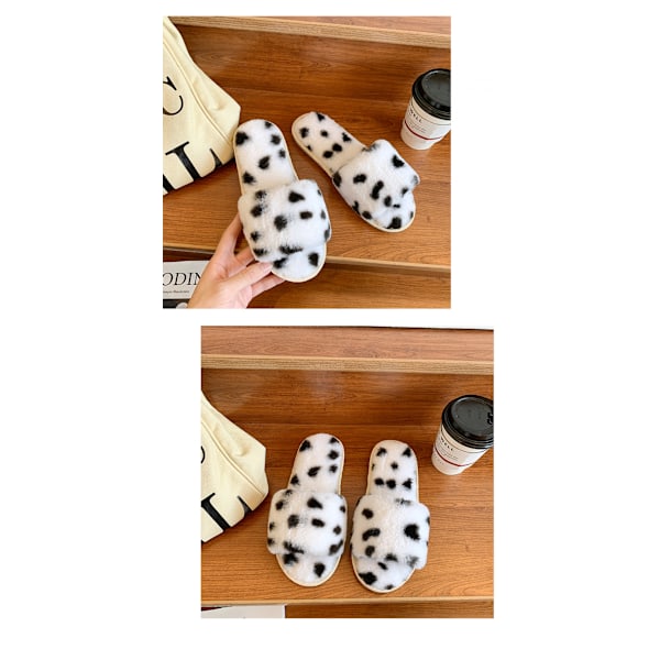 Fluffiga tofflor med öppen tå för kvinnor Indoor Memory Foam, Comfy Fuzzy Womens Summer House Tofflor Halkfria（8-9）