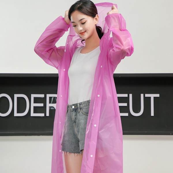 Vandtæt regnfrakke poncho med hætte genanvendelig unisex mænd kvinder let klar regntøj