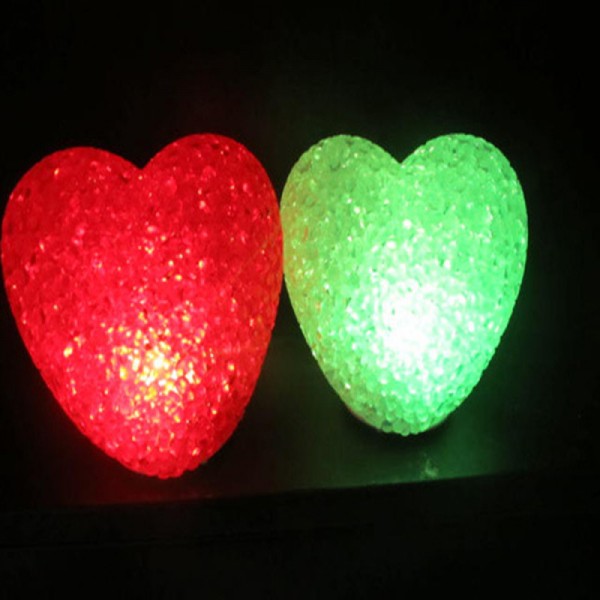 Kärlek Färgglada Nattljus Kristall Blixt Färgglada Litet Nattljus 3D Hjärtformat Atmosfärljus Sovrum Atmosfärsljus