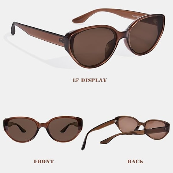 Polariserade Cat Eye Solglasögon för Kvinnor, Trendiga TR90 Solglasögon, Lätta Glasögon UV-Skydd, OP3033 Brown