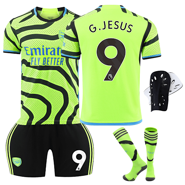 2324 Arsenal vieraspeli vihreä pelipaita setti sukat ja suojavarusteet No.9 G.JESUS XS