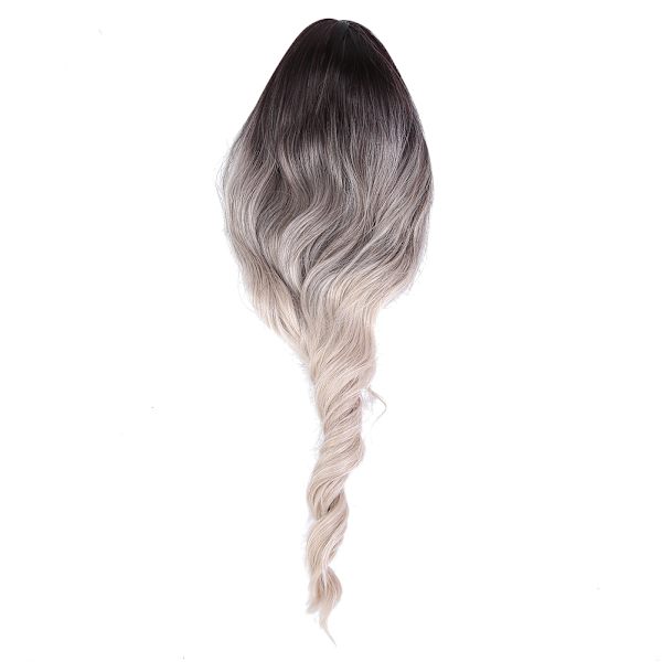 lc202‑2 Svart Gradient Beige Lång Vågig Peruk Kvinnor Långt Hår Peruker Falskt Hår 65cm
