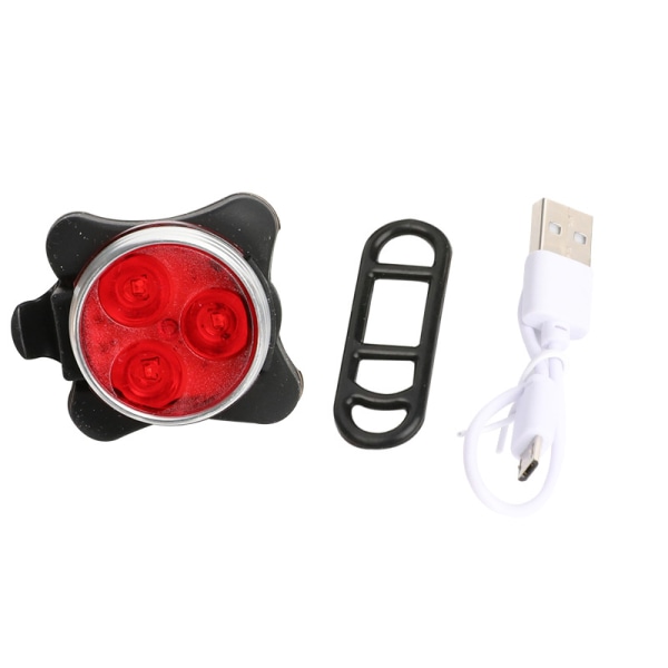 USB uppladdningsbar cykel Super Bright strålkastare och LED-cykellampa bak - Silver Edge (Rött ljus) (ett set)