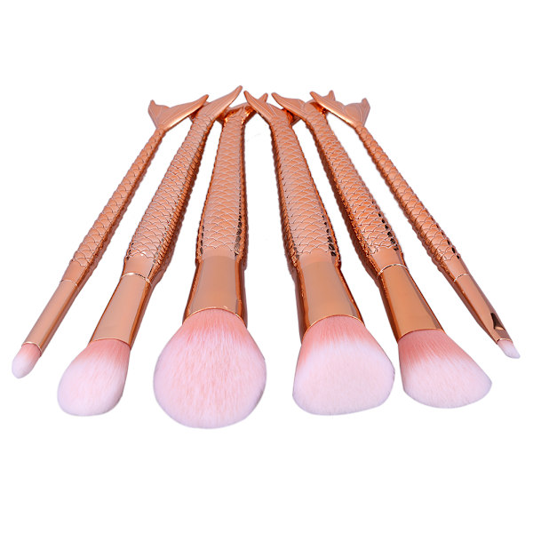 6 stk/sett Fashion Makeup Foundation Eyebrow Blusher Powder Brush Cosmetic Tool (Rose Gold)