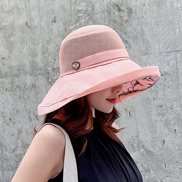 Dam solhatt i mesh, sommar UV-skydd, bred brätte, strandfiskekeps