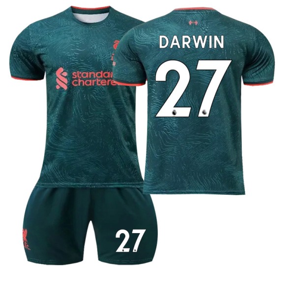 2023 Liverpool udebane grøn fodboldtrøje sæt-Nr.27 DARWIN#28 No.27 DARWIN #28