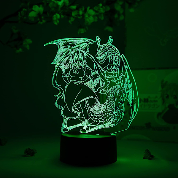 Tohru Dragon Maid Otaku-lamppu – Miss Kobayashi's Dragon Maid – Anime-lamppuhahmo Yövalo, 16 Väriä RGB LED – Kaukosäädin, 3D Anime Roo