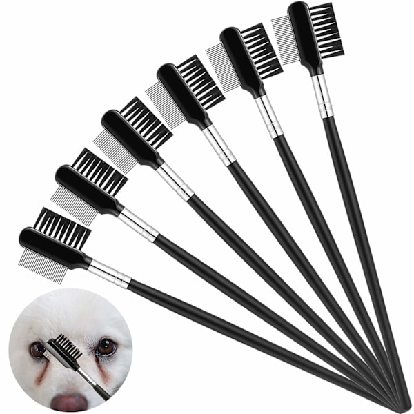 Mudder 6 stk. Hundeøjenkam Tear Stain Remover Kam Dobbelt Hoved Tear Stain Kam Dobbeltsidet kæledyrs Grooming Kam Multifunktionelt Værktøj