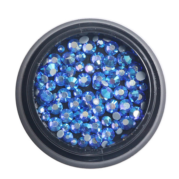 100 st/påse Glitter Glas Platt Bas Rhinestone AB Borr Nail Art Dekoration 02#Kunglig Blå