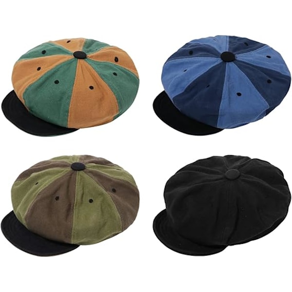 Herr Bomull 8 Panel Ivy Newsboy Keps Peaky Herringbone Cabbie Gatsby Hatt Applejack Keps Bakerboy Basker Platt Hatt, Unisex
