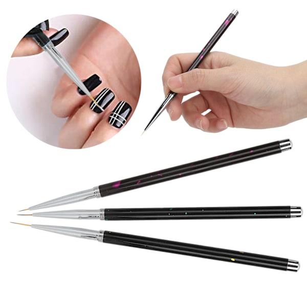 3 st Nail Art Liner Penslar Hemma Salong Bärbar Nagellackning Ritning Design Pensel Set