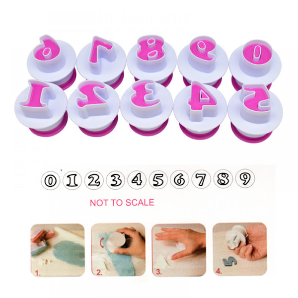 Huafa Stor bokstav og tall Fondant kakeform, kjeks stempel inntrykk, pregemaskin kutter, store bokstaver tallform
