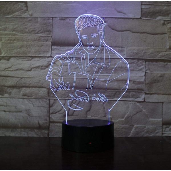 Elvis Aaron Presley Skrivebordslampe Kongen af Rock and Roll LED Natlys Musik Atmosfære USB Fødselsdagsgaver