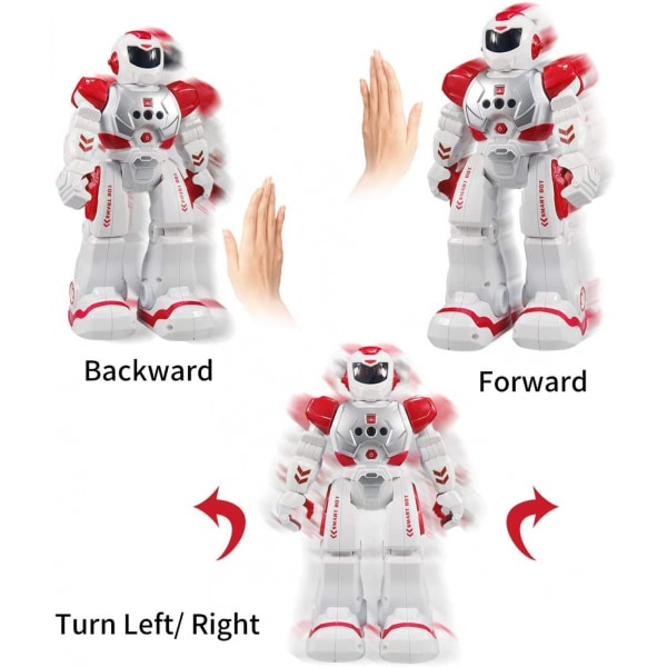 Fjärrkontrollrobot för barn, intelligent programmerbar robot med infraröd kontroll leksaker, dans, sång, månvandring och LED-ögon, geststyrning
