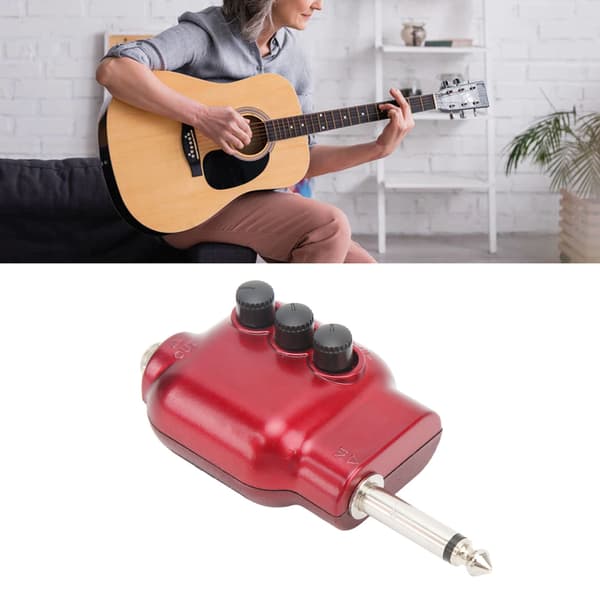 Gitar Pre-forsterker Mini Preamp 6,35 mm Plugg for Akustiske Gitarer Instrument Tilbehør Rød