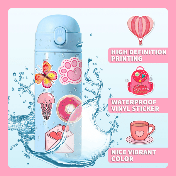 Pink Lover Confesses Love Stickers, set med 50, vattentät och UV-beständig, perfekt för alla dina prylar