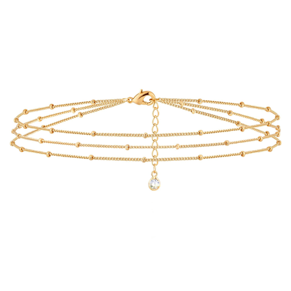 Wekity Women's Delicate Gold Bracelet, Adjustable Layered Bracelet, Oval Chain Gold Bracelet Women's Jewelry