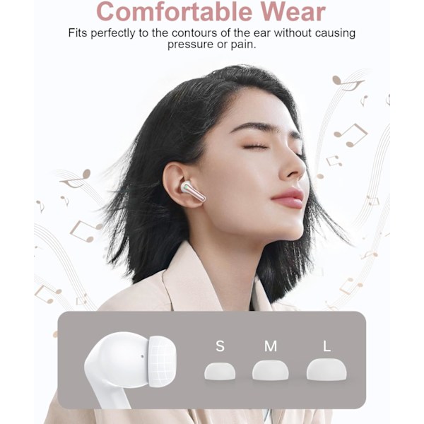 Trådlösa öronsnäckor Bluetooth-hörlurar, 40 timmars speltid Stereo IPX5 Vattentäta öronsnäckor, LED-strömvisning Sladdlösa in-ear-hörlurar med