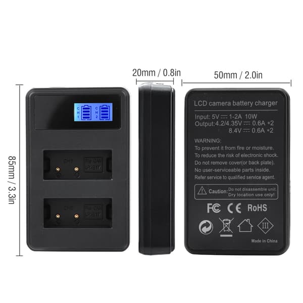 SEIVI LP E17 Kamerabatterilader USB Smartlader LCD Elektrisk Mengde Dobbel Spor