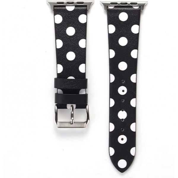 Naisten ja tyttöjen söpö pöllökuvioinen nahkainen ranneke Apple Watch -kelloille Series 6/SE/5/4 40mm ja Series 3/2/1 38mm - Musta valkoisella, 38/40mm