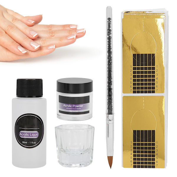 ROSALIND Kristallpulver Set Manikyr DIY Akryl Vätska Kopp Professionellt Nagelkonstverktyg Klar