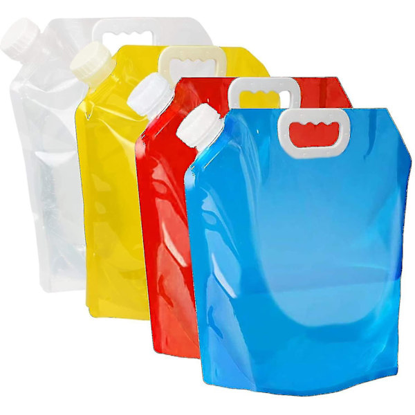 5l hopfällbar vattenbehållare, bärbar hopfällbar plastvattenpåse för camping (4 st)