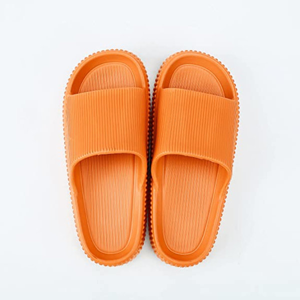 Pudeslippers til kvinder og mænd, Cloud Slippers, skridsikre, hurtigtørrende badeværelses- og brusebadsslippers, åbne tå, bløde, tykke slippers (orange)