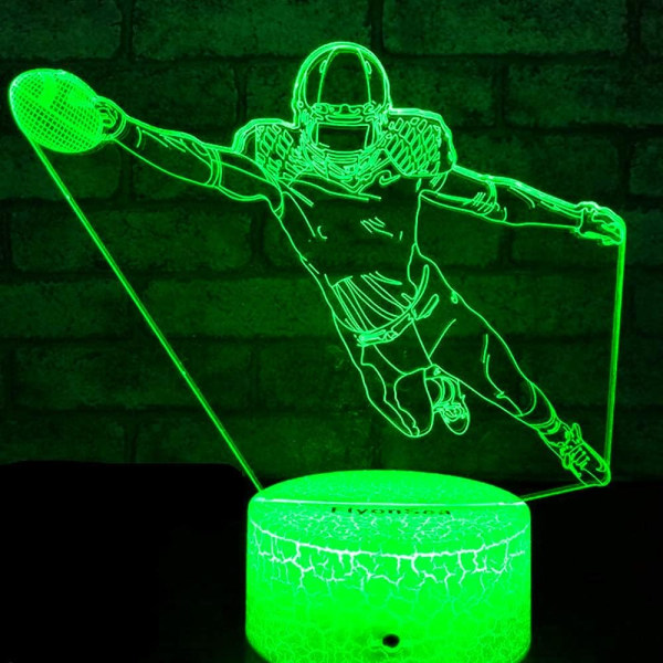 3D Rugby Fotboll Nattlampa Bordsskiva Optisk Illusion Lampor 7 Färgförändrande Ljus LED Bordslampa Jul Hem Kärlek Födelsedag Barn Dekor Leksak Present