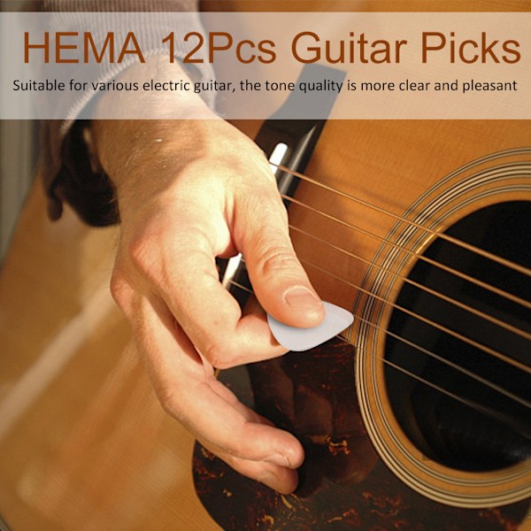 HEMA 12 stk. guitarplektre 0,3 mm 0,96 mm 1,2 mm 1,5 mm tilbehør til musikinstrumenter