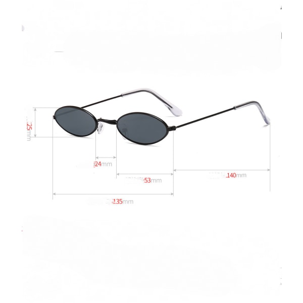 Vintage ovala solglasögon Små ovala solglasögon Mini Vintage Snygga runda glasögon för kvinnor Flickor Män-Gul