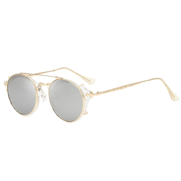Vintage solglasögon för kvinnor män UV-skydd Retro rund spegellins