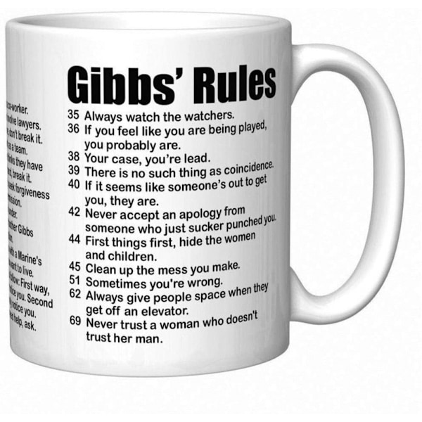 NCIS 2022 Gibbs' Regler Kaffeekrus (Farvel-utgave)