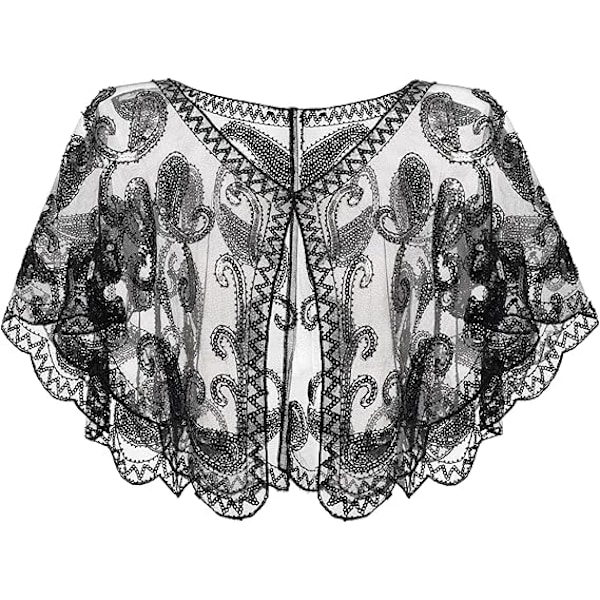 Naisten 1920-luvun Flapper-huivi, Sekvensoituja Helmihuiveja ja -huiveja Iltaisin Mustana
