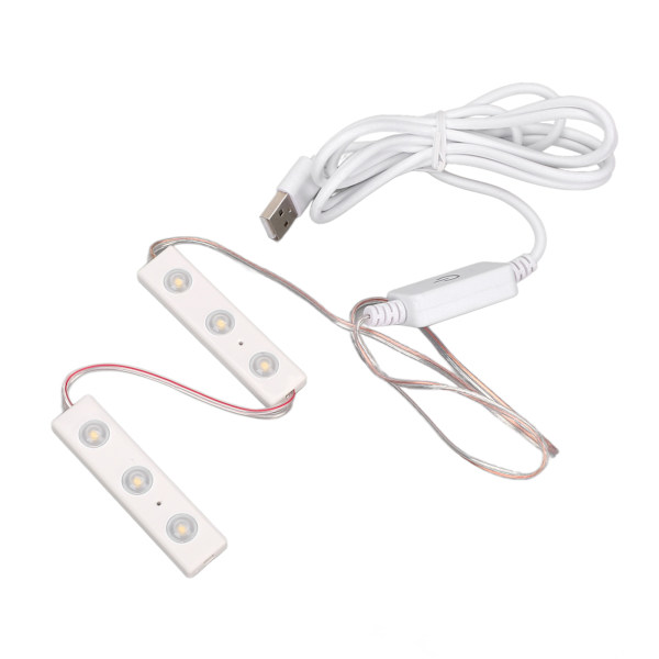 LED-sminke speil lys justerbar lysstyrke USB-plugg i DIY speil stripe lyspære 2 strenger (6 stk lysbrikker)