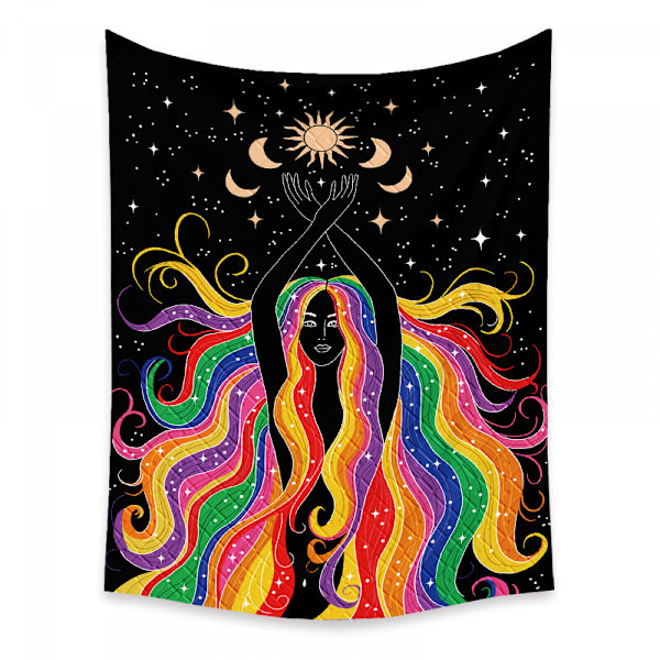 Wekity Boho-tyylinen seinävaate, esteettinen taide, kodin taustakangas, sisustuslahja, seinävaate olohuoneeseen ja makuuhuoneeseen (519-1, 51 x 59 tuumaa)