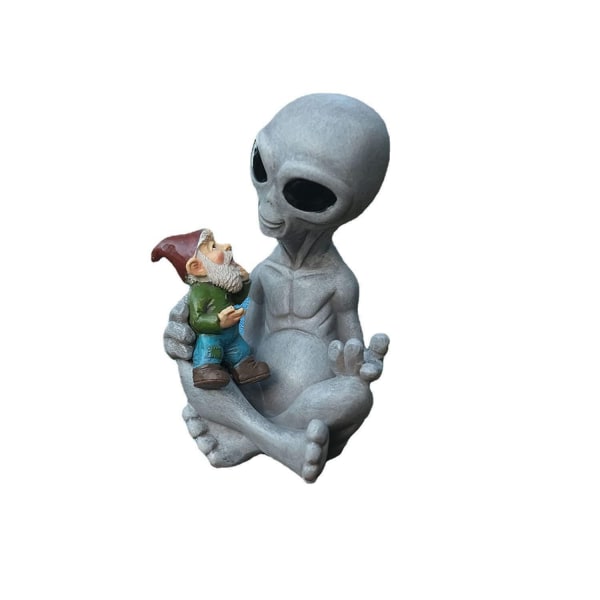 Bella Haus Design Andre' & Fritz vänskapsberättelser Alien och Gnome trädgårdsstaty | Poly-Resin 6,5\" h x 4\" w x 3,5\" d