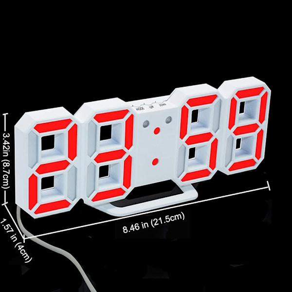 Elektronisk LED digital väckarklocka [Uppgraderad version], klockan kan justera LED-ljusstyrkan automatiskt på natten (vit/röd)