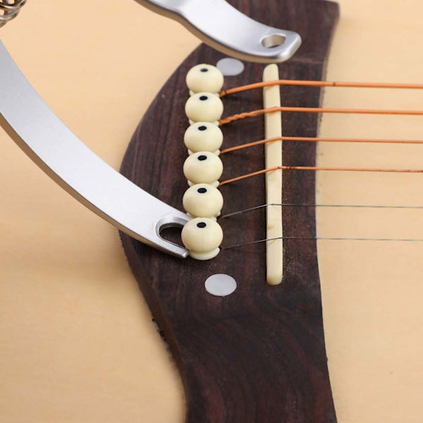 Enhands snabbväxlande metallklämma Capo Gear Pin Remover för akustisk folk gitarr (Sillver)