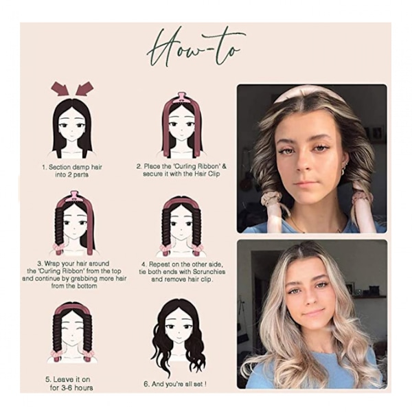 Varmefri Hårcurlere - Varmefri Curling Rod Pandebånd, Varmefri Bølge Hårcurlere Stylingværktøjer til Langt Hår
