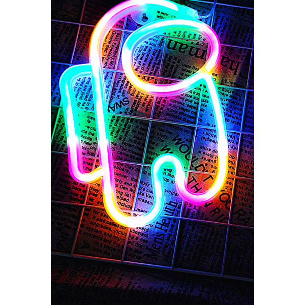 Alien Neonskyltljus Astronaut Neonskyltar USB eller batteridriven för barnrum Sovrum Bar Restaurang Spelrum Jul（flerfärgad）