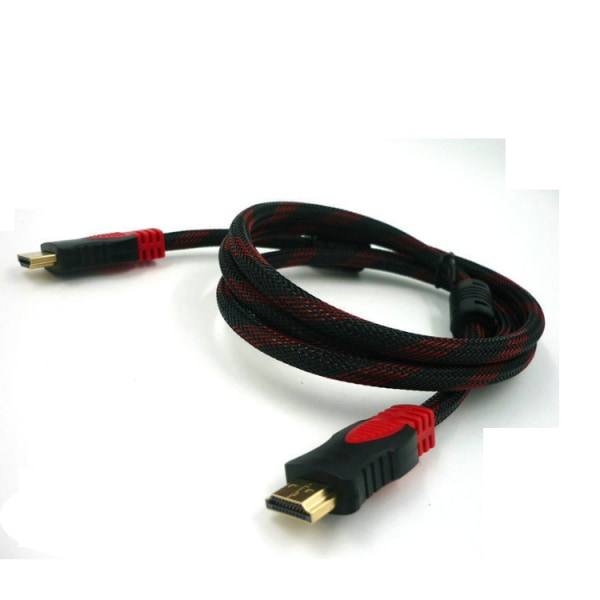1,5 m dubbel nät dubbelring lämplig för HDMI till HDMI högupplöst kabel stöder 1080 vävd mesh guldplätering， 3pack