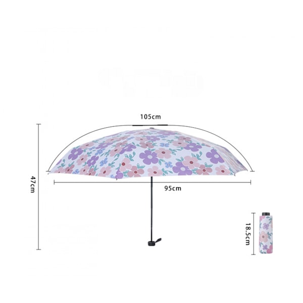 Mini Regn og Regn Paraply Mode 50% Foldbar Solskærm Lille Blomster Lomme Paraply---Grøn
