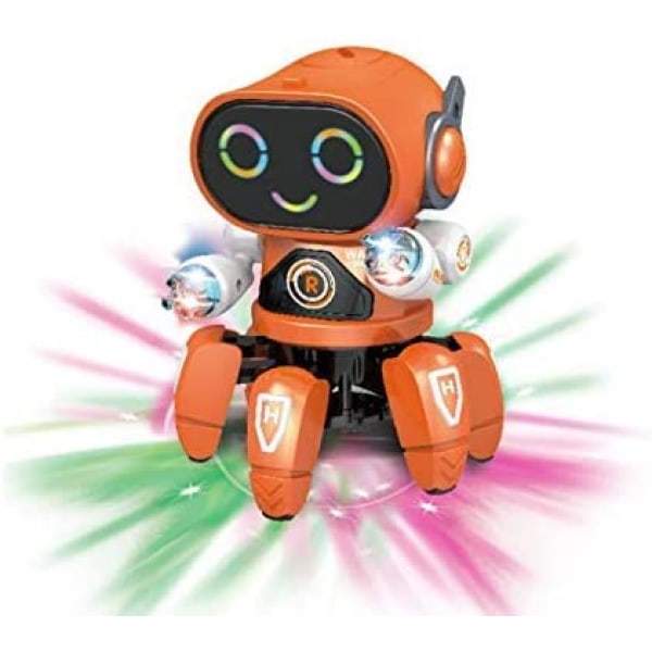 Dansende robot, gående elektronisk batteridrevet blinkende lys og musik børnerobot, robotlegetøj til børn, gave til 4 5 6 7 8 9 år gamle børn