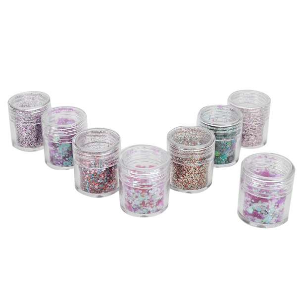 8 st / set Färgglada nagelpaljetter Glitterpulver Manikyrdekoration DIY Nail Art Paljetter