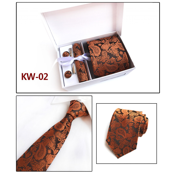 Sidenslips och ficka, fyrkantig vävd formell slips för män, set massiva slipsar, KW02