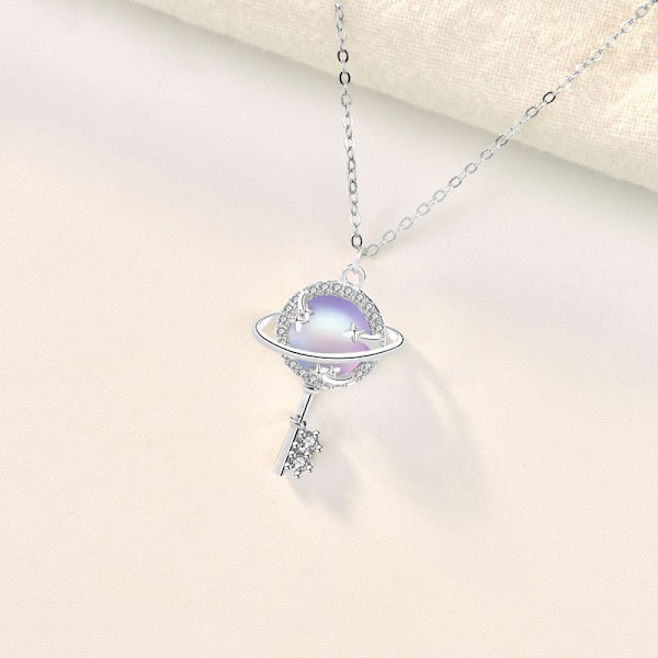 S925 Sterling Silver Aurora Planet Key Halsband Kvinnor