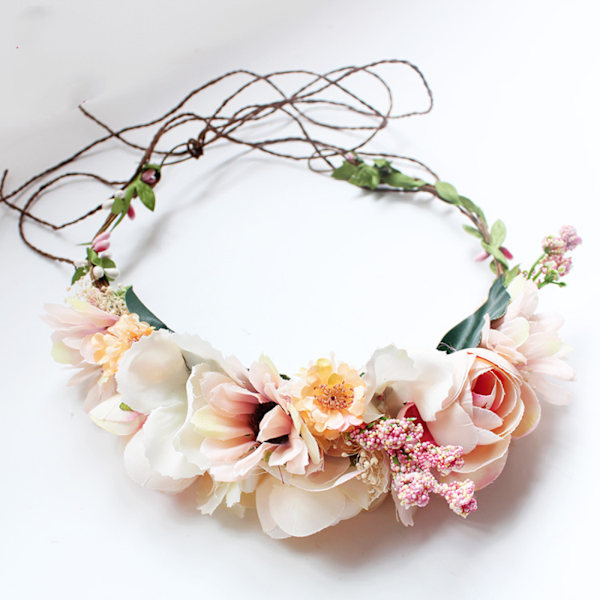AVEKI Kvinde Piger Blomsterkrone Brude Eucalyptus Halo Bryllup Blomster Hovedbånd Fotoshoot，GSG-033