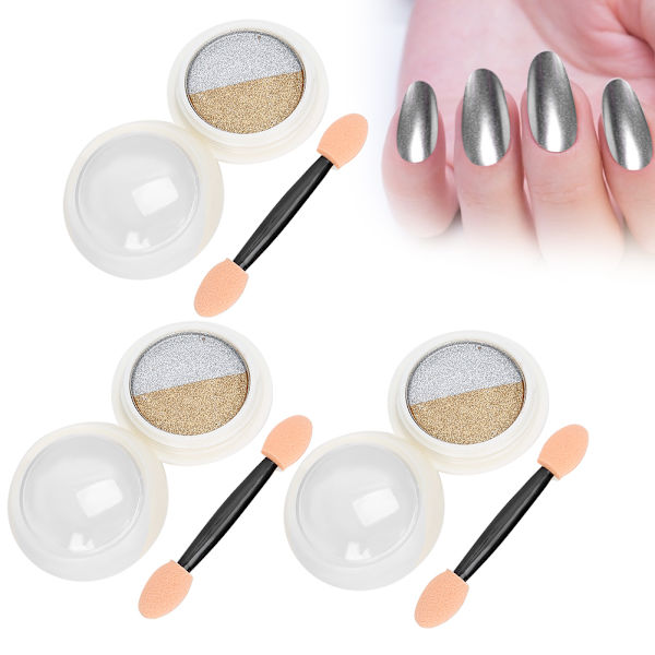 3 st spegel nagelpulver dubbla färg nagelkonst glitter pigmentpulver manikyrverktyg #02 (laser)