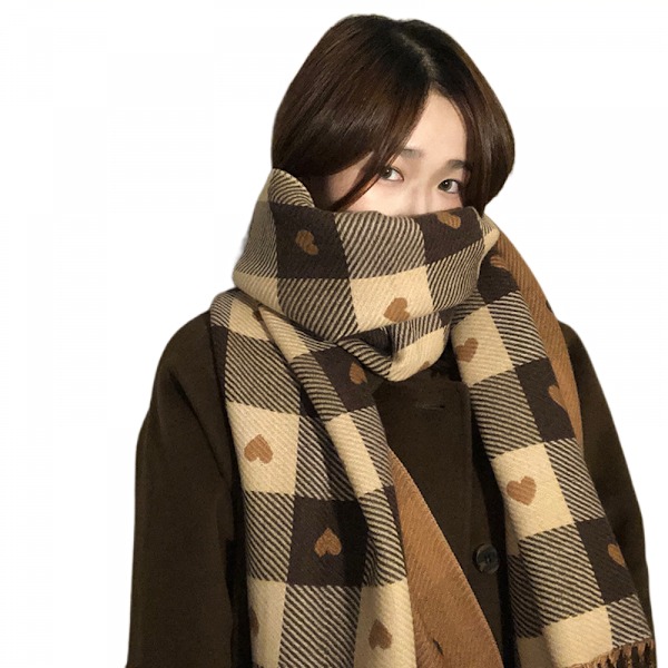 Dametørklæde Fashion Lange Sjal Wraps Store Gitter Vinter Varme Gitter Store Tørklæder（Kaffe）